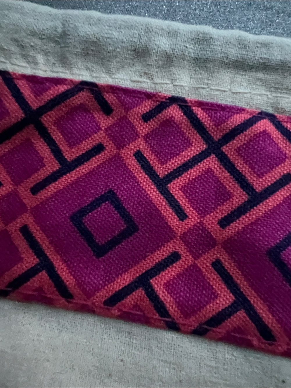 Tory Burch | Natural Canvas Dust Bag Pink & Navy Geometric Trim Size 6.5” x 8.5” - Picture 5 of 10